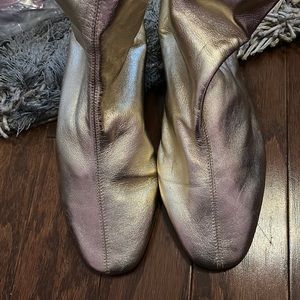 Top shop gold metallic soft leather booties with zipper in the back